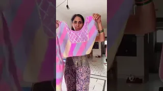 Saree se Dress bnai par video bnana bhool Gai😳😩 old saree reuse ideas /gown from saree #shorts