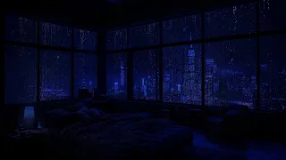 Dark Bedroom Rain Symphony - Ultimate Relaxation with Cityscape Rain Sounds 🌧️ ASMR Sounds