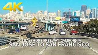 [4K] Driving San Jose to San Francisco on 101 Bayshore Freeway, California, USA, Travel, 4K UHD