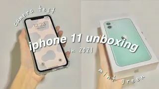 iphone 11 aesthetic unboxing asmr 🌷 in 2021 mint green + camera test