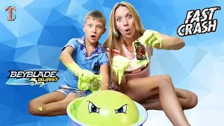 Huge SLIME WITH SURPRISES! Found Beyblade Luinor, cars Fast Crash and toys in eggs