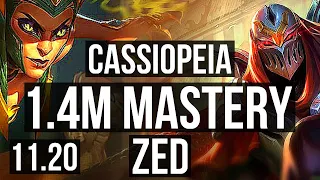 CASSIOPEIA vs ZED (MID) | 6 solo kills, 1.4M mastery, 13/2/2, 400+ games | NA Challenger | v11.20