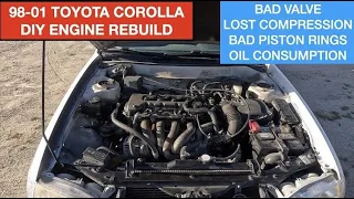 1998- 2001 Toyota corolla DIY engine rebuild / oil consumption fix at home.