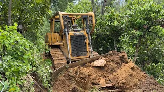 CAT D6R XL Opens Forest Road, Dozer Works on Very Extreme Mountain