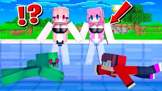 Mikey And JJ Sneaked Into into GIRLS ONLY POOL in Minecraft Challenge - Maizen