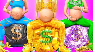 RICH VS BROKE VS MEGA RICH PREGNANT || Funny Pregnancy Moments by 123 GO! GLOBAL