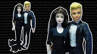 DIY Vestido de Morticia Addams Para Muñeca Barbie | Muñeco Ken de James Bond | Barbie y Ken #Barbie