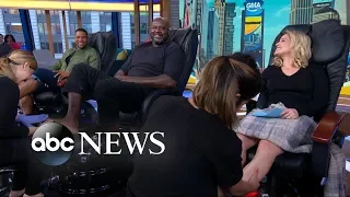 Shaquille O'Neal gets a pedicure with Michael Strahan and Sara Haines!
