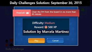 Microsoft Solitaire Collection | FreeCell Medium | September 30, 2015 | Daily Challenges