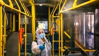 Как выглядит дезинфекция общественного транспорта в Киеве из за коронавируса
