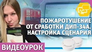 Сценарии пульта. Настройка запуска пожаротушения от сработки извещателей ДИП-34А