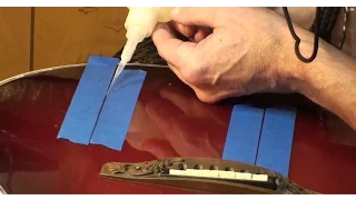 Acoustic guitar top crack repair cleating cracks n sealing outter cracks