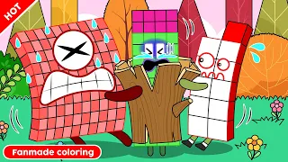 Help! NB 48 Is Stuck In The Tree Log! Numberblocks Fanmade Coloring Story