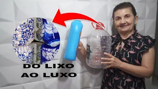 2 IDEIAS COM EMBALAGENS DE PRODUTOS DE LIMPEZA/DO LIXO AO LUXO/BY Socorro Rodrigues #artesanato#diy