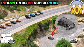 INDIAN CARS VS SUPER CARS RIVER CROSSING CHALLENGE | GTA 5