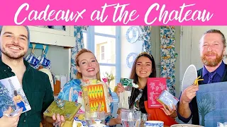 Opening glorious gifts in the chateau kitchen!