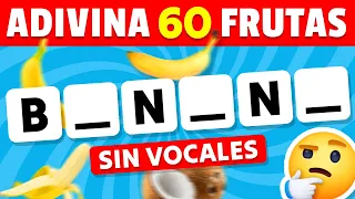 ✅ Adivina las Frutas sin Vocales 🍓🍑🍌 ¿Cuántas Frutas Reconoces?