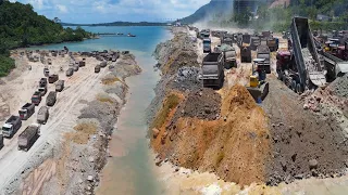 Amazing Huge Land Reclamation Process Dump Truck Management Fast Work ,Dozer focus Duty Handover Job