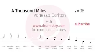 Vanessa Carlton - A Thousand Miles Drum Score