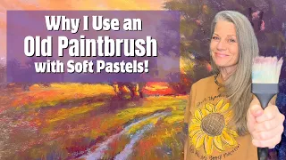 Use An Old Paintbrush With A Pastel Painting For An Easy Technique!