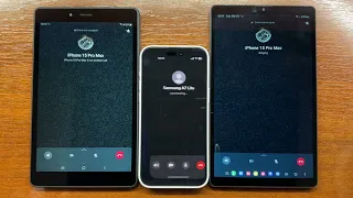Samsung Tab A 8.0 vs Tab A7 Lite WhatsApp Outgoing Call to iPhone 15 Pro Max + Group Incoming Call