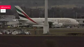 A380 returns to Glasgow Airport