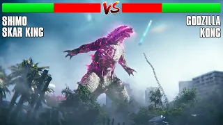 Godzilla & Kong Vs Shimo & Skar King Final Battle Scene 4K with Health Bar