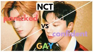 more of nct being the confident vs. panicked gay meme