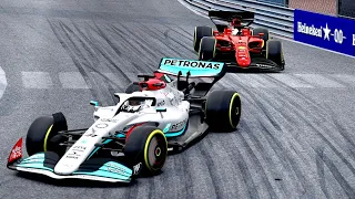 Mercedes 2022 F1 W13 vs Ferrari F1 2022 F1-75 at Monaco GP - 4K