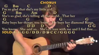 I Feel Fine (Beatles) Guitar Lesson Chord Chart with On-Screen Lyrics