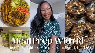 MEAL PREP WITH RI || 3 RECIPES FOR WEIGHT LOSS || RECIPES & GROCERY LIST INCLUDED