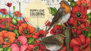 Step By Step Coloring // Part 1/2: POPPY FLOWERS LOVE // Chris Cheng