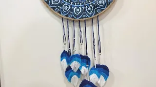 DIY | Evil eye Dream Catcher Wall Hanging | Oil Painting On Canvas | Leaf Tread Craft