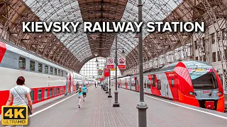 [4K] 🇷🇺 Moscow 🚆 Kievsky Railway Station | Inside and Outside | Railway Platform and Trains