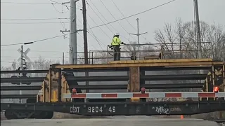 CSX laying down rails with 2 sd40-2 in Kingsport, TN.