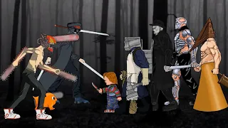 Chainsaw man Vs Katana man, Chuky, Keeper, Tyrant [Mr.X], Uber jason, Pyramid head dc2 Animation