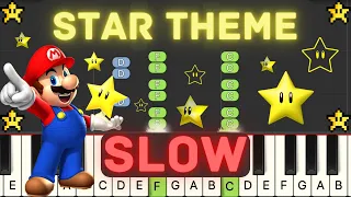 How to Play Super Mario Star Theme SLOW - EASY Piano Tutorial