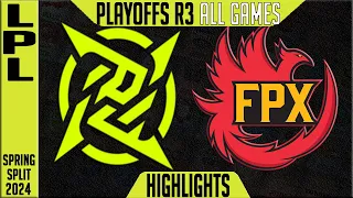 NIP vs FPX Highlights ALL GAMES | LPL Spring 2024 R3 Playoffs | Ninjas In Pyjamas vs FunPlus Phoenix