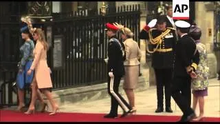 Guests, bride and groom arrive at Westminster Abbey for Kate and William's wedding