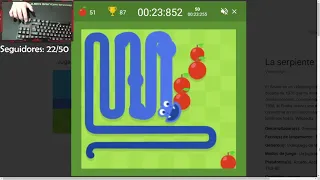 Google Snake Game - 31:452 - Classic Mode (Fast) - 5 Apples - Small Map