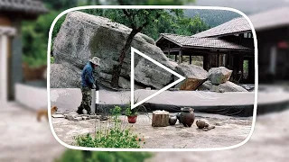 Amazing work, the man alone renovated the old forgotten house, bringing new life to the small yard