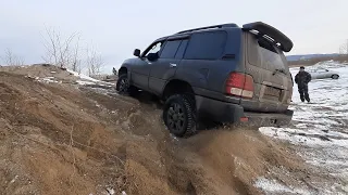 Lexus LX 470, Jeep Grand Cherokee, Carib, ВАЗ-2107. Песочное бездорожье. OffRoad