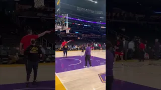 Hawks Trae Young getting up shots before tonights game against Lakers at CRYPTO.COM ARENA