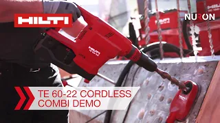 Demonstration of Hilti Nuron TE 60-22 Cordless SDS Max Combihammer for concrete drilling