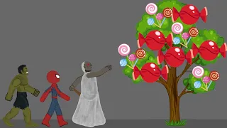 Granny vs Spider-man vs Hulk Candy Pop It Tree Funny Animation - Drawing Cartoon 2