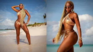 Mary J Blige Celebrates Turning 50 Rocking A Gold Halter Bikini