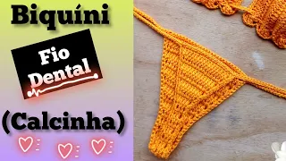 💰FÁCIL RÁPIDO E ECONÔMICO!Semana Do BIQUÍNI DE CROCHÊ #2😍 Passo a Passo Calcinha FIO DENTAL! DIA 5