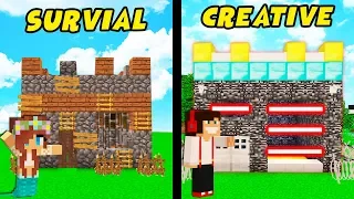 BAZA NA SURVIVALU VS BAZA NA CREATIVE W MINECRAFT! || LUMI & GPLAY