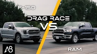 2021 Ford F-150 EcoBoost vs Ram HEMI | DRAG + ROLL RACE