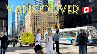 🇨🇦Walking aroun Downtown VancouverBC,Canada .Apr 2024/☀️A beautiful lovely sunny day.Relaxing walk